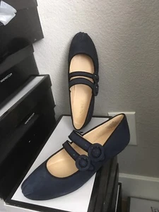 nine west shoes women 7 Flat Suede Navy New With Box - Picture 1 of 4