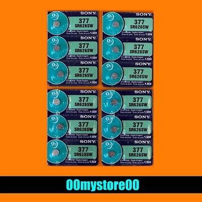 12 SONY 377 [Exp 2032] Watch Coin Button Cell Battery  SR626SW Ships from CA - Image 1 of 3