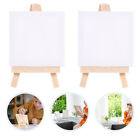 6 Mini Stretched Canvas Easel Stand Painting Set White