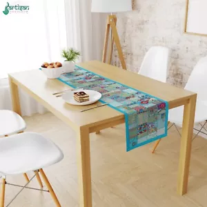 Baumwolle Patchwork handgefertigt indischer Tischläufer bestickt Esstisch Wandteppich - Bild 1 von 4