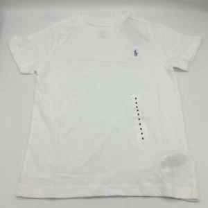 Polo Ralph Lauren Short Sleeve T-shirt White W Light Blue Pony Logo Boys 5 NEW - Picture 1 of 5
