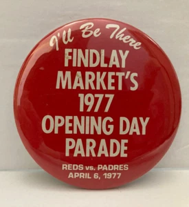 Cincinnati Reds 1977 OPENING DAY PARADE Findlay Markets Pin Pinback Button 3,5" - Bild 1 von 8