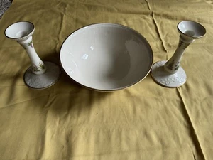 Lenox Constitution Bowl, Candlesticks Fine Ivory China Embellished With 24k gold - Picture 1 of 14
