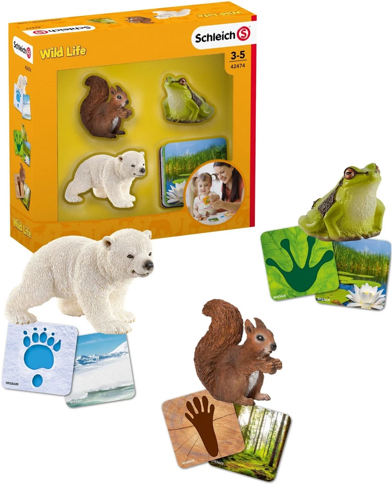 Schleich Wild Life Ours polaire,écureuil, grenouille avec trace et habitat 42474 - Photo 1/1