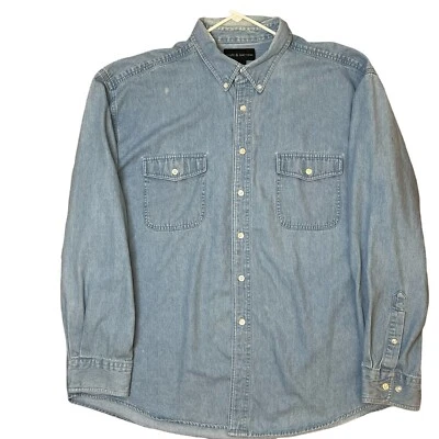 Croft and Barrow Mens Denim Button Down Denim Shirt Mens XL Light Wash with Fade - Image 1 of 4