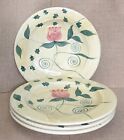 Rare Los Angeles Pottery Laurie Gates Rose Deep Dish Plate Set Of Four