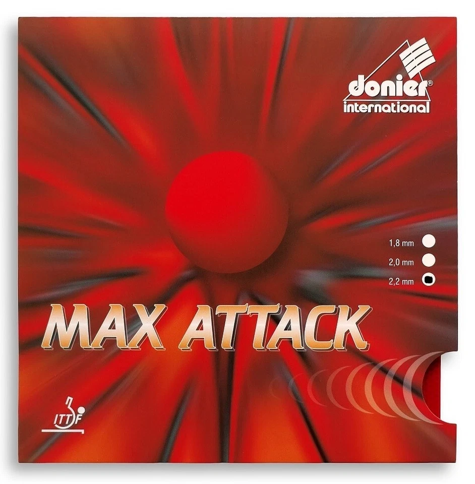 2 x Tischtennisbelag donier - MAX ATTACK rot/schwarz - Schwamm 2,2 mm