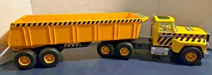 Vintage 1/24 Nylint Hard Hat Construction Yellow Metal Semi Truck & Dump Trailer - Picture 1 of 17