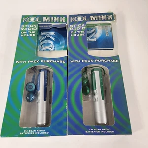 (2)Vintage Kool Ciragette Promotional FM Stick Scan Radio Unused Blue Green - Picture 1 of 4