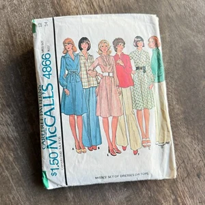 Vintage McCall’s 4866 Size 12 Dresses Tops Sewing Pattern Cut NOT INSPECTED 1975 - Picture 1 of 5