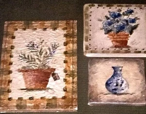 Lot 3 HERBs Wood Plaques NEW DISTRESSED Spackle Crackle Handpaint Rosemary NEW - Picture 1 of 24