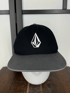 Volcom Hat Cap Snap Back Adult One Size Black Gray Cotton Blend Skate Skateboard - Picture 1 of 13