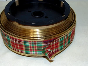 Holiday Wired Christmas Tree Ribbon - 2 " x 50 Yards, Red Gold  Green Plaid Bows - Picture 1 of 3
