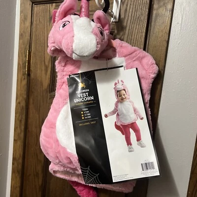 Baby Pink Unicorn Hooded Bubble Vest Halloween Costume Size 12-18 mo NWT - Image 1 of 4