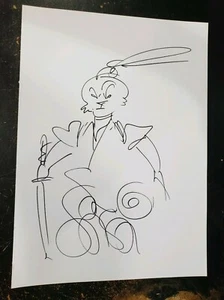 USAGI YOJIMBO SCHIZZO DISEGNATO A MANO E FIRMATO STAN SAKAI CON CACAO (~9 x 12) - Foto 1 di 3