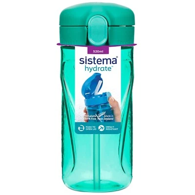 Sistema Hydrate Quick Flip Water Bottle 520ml BPA Free Straw Eco-Friendly Colors - Image 1 of 4