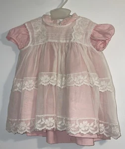 Abito rosa vintage 2 pezzi e cappotto bianco trasparente senza etichetta - Foto 1 di 2