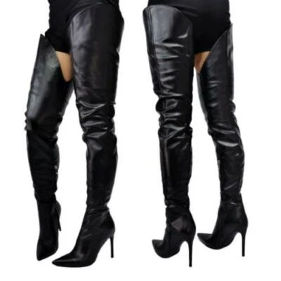 Runway Women's Sexy High Heel Pointy Toe Over The Knee Thigh High Boots Party L - Image 1 of 4