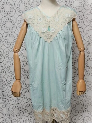 Ночная рубашка Aristocraft цветочный синий оверлей размер США маленькая нейлоновая одежда для отдыха короткая - Изображение 1 из 4