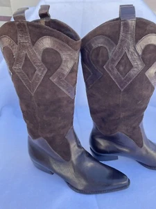 Vaneli Western Boots size 5.5 M, dk brown leather with suede top. - Picture 1 of 5