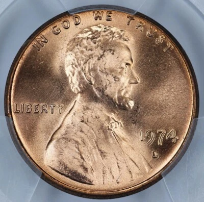 1974-D PCGS MS66RD Lincoln Cent 39560220 - Image 1 of 3