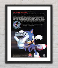 Affiche publicitaire promotionnelle brillante Sonic Adventure 2 Sega Dreamcast non encadrée G2221