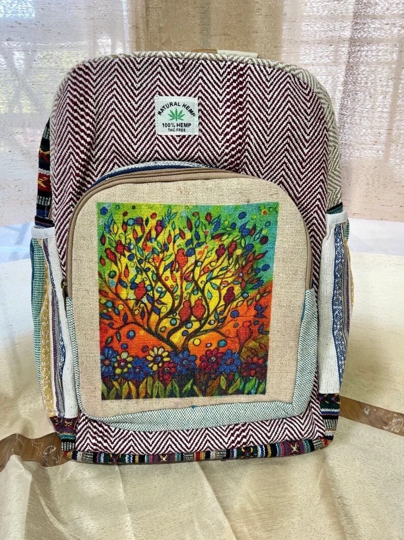 SEANATIVE Hippie-Rucksack Mit Kordelzug – 34 X 41 Cm, Aus Segeltuch, Geometrisches Design, Für Sport, Yoga & Reisen