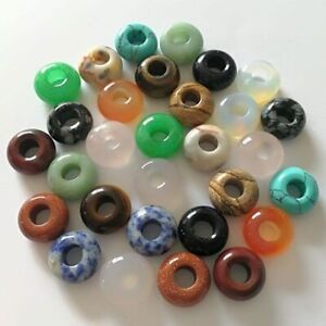 50pcs natural mixed round stone beads big hole bead 14*8mm For Bracelet jewelry
