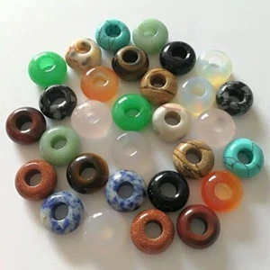 50pcs natural mixed round stone beads big hole bead 14*8mm For Bracelet jewelry - Picture 1 of 12