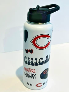 34oz SS Insulated Sweat Free Travel Drink Water Bottle FlipTop NFL Chicago Bears - Picture 1 of 11