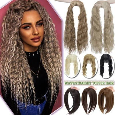 Women Full Head Topper Long Short Wavy Toupee Clip in Hair Extensions As Real UK - Image 1 of 4