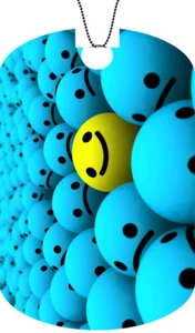 HAPPY FACE Adult Dog Car Tag Chain Necklace GROUP Version  - Picture 1 of 1