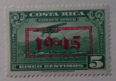 Costa Rica Airmail Stamp, 1945, sc#C104, Mint, NH, OG, VF/XF - Image 1 of 2