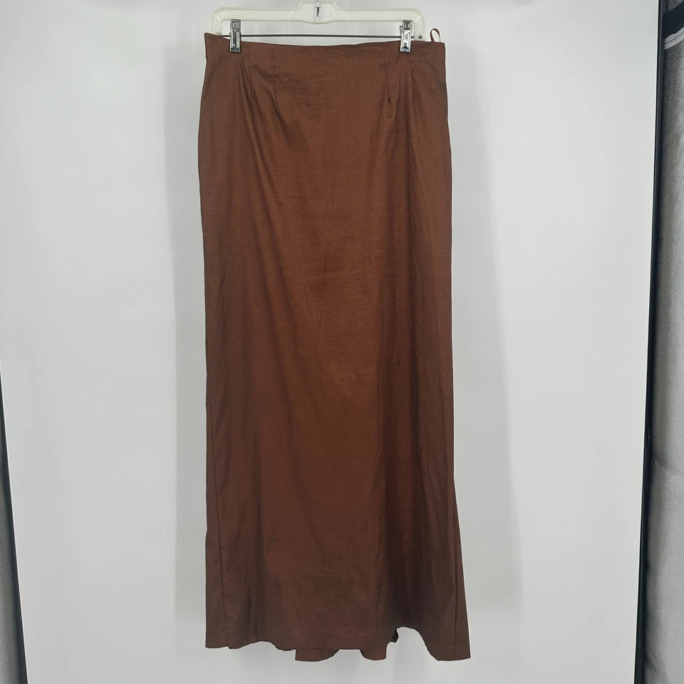 Alex Evenings Womens Minimalist Maxi Skirt Size L Satin Brown Old Money Elegant - Image 1 of 4