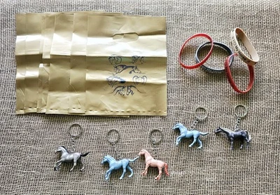 16 piezas Amante de los Caballos Fiesta Favores 5 Llaveros 3.75", 4 Pulseras, 7 Bolsas 6"x8" Foto 1 de 4