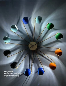 George Nelson Vitra Ball Wall Clock Retro Mid-Century W/Chandelier Light Replica - Picture 1 of 5