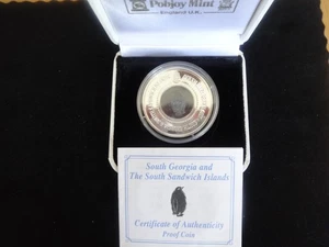 2007 SILBER PROOF SÜDGEORGIEN & INSELN £2 MÜNZBOX + COA KÖNIGSPINGUIN KRISTALL - Bild 1 von 8