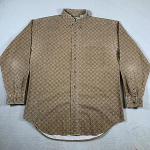 Vintage Rare 1990s Bugle Boy Mens Button Down Shirt Paisley Long Sleeve Brown L - Picture 1 of 10