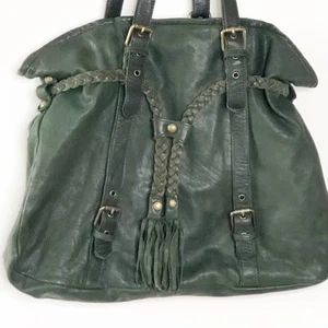 Marzia Leather Shoulder Bag Green Slouchy Soft Large Bag Made In Italy - Picture 1 of 9