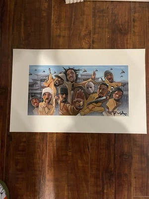 Justin Bua Wu Tang Killa Bees Print On Canvas. Signed - Image 1 of 2