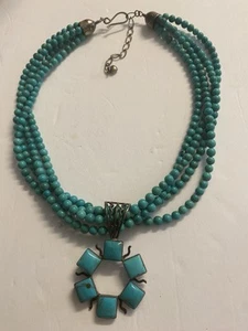 Jay King DTR Mine Finds 4 Strand Sterling Turquoise Necklace With Pendant - Picture 1 of 5