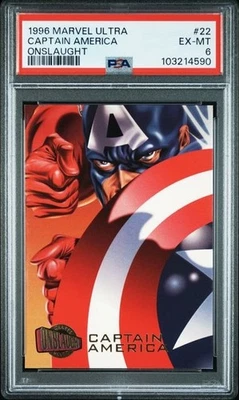 PSA 6 SKY BOX 1996 MARVEL ULTRA CAPTAIN AMERICA ONSLAUGHT #22 330 - Image 1 of 2
