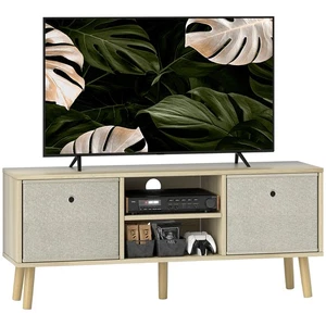 HOMCOM Modern TV Cabinet Stand w/ Shelves & Drawers, Bedroom Natural - Picture 1 of 11