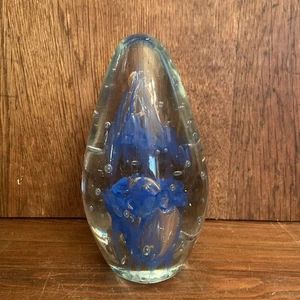 "Pisapapeles de vidrio artístico azul transparente con burbuja controlada GRANDE 8""" - Imagen 1 de 11
