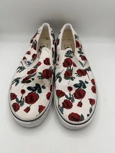 Vans weiß & rot Rosenmuster klassische Slipper Größe 11,5 Herrenschuhe gebraucht. " #m - Bild 1 von 6