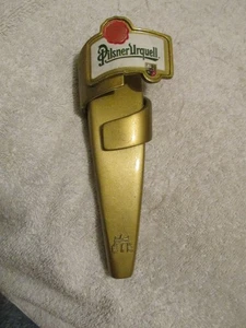 Barra de cervecería vintage Pilsner Urquell tono dorado 8"" hombre cueva cerveza mango de grifo - Imagen 1 de 3