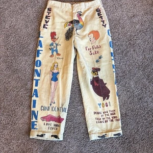 Vintage Senior Cords Hand Drawn Corduroy Pants Lafontaine High School (Indiana) - Picture 1 of 9