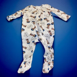 Baby One-Piece Pajamas "BIGGIE" smalls Print 0-3 Months rare Australian Cotton - Picture 1 of 3