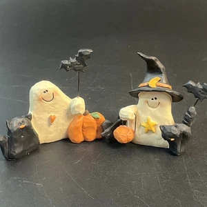 Blossom Bucket Ghost Halloween Pumpkin Black Cat Bat Figurines Shelly Witch Hat - Picture 1 of 9
