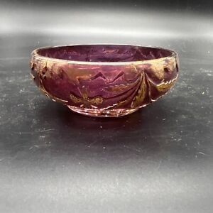 EAPG US Glass Co Delaware ☆ 4" Cranberry Ruby Flash Glass Bowl with Gold Gild